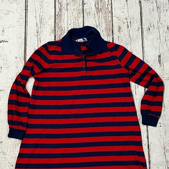 Vinage Polo Rugby Style Red and Blue Long Sleeve Casual Shirt - Picture 4 of 7